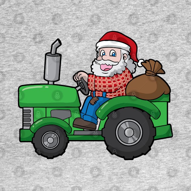 Santa Claus Farmer Tractor Merry Christmas by E